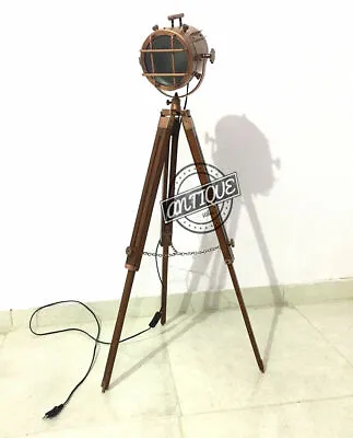 $173.03 • Buy Vintage Nautical Searchlight Floor Lamp Stand With Tripod LED Electric Copp