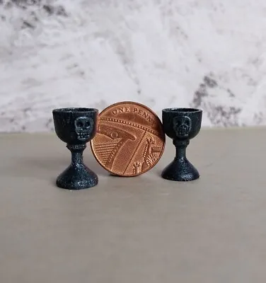 1:12th Scale Dollshouse Miniature Skull Goblets X 2 Witch Haunted House • $6.22