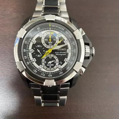 Seiko Velatura 7T62-0KN0 Chronograph Date Black Silver Round Quartz Mens Watch • $482.30