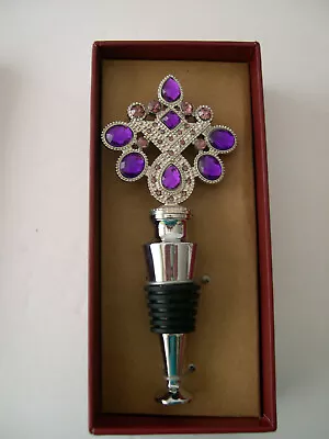 Purple & Pink Jeweled Wine Stopper Bottle Couture • $3.99