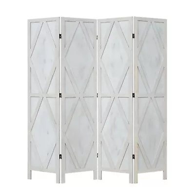 4 Panel Wood Room Divider Folding Privacy Screen Home Office Indoor Freestanding • $115.99