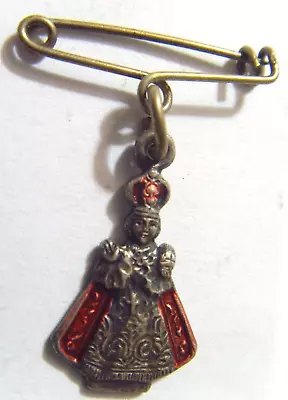 1920s Antique Catholic Saint Miraculous Infant Prague Religious Pin 52904 • $29.99