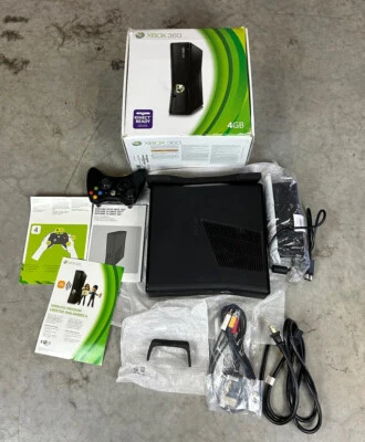 $99.98 • Buy Microsoft Xbox 360 S 4GB Console - Complete In Box. Cords Controller Inserts