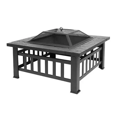 32  Outdoor Metal Fire Pit Backyard Patio Garden Square Stove FirePit Wood Heat • $59.98