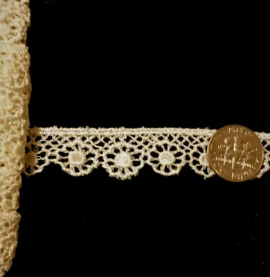 Venice Lace Trim Guipure Lace Trim Edging Rayon Scalloped 1/2  Beige 10 Yds E47 • $12.95