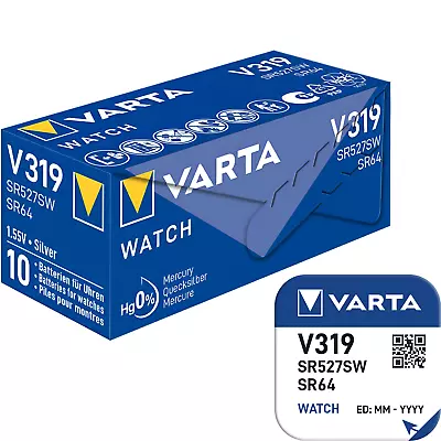 1 X VARTA® 319 Silver Oxide Coin Cell 1.55V Watch Battery V319 SR527SW SR527 • £2.54