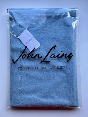 £124.99 • Buy 100% Pure Cashmere John Laing Large Shawl Wrap 220x80cm Light Blue Knit RRP £499