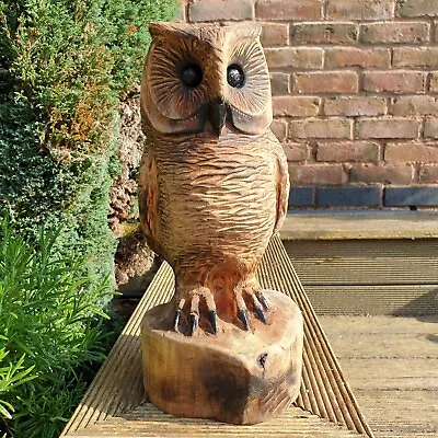 £59.99 • Buy Chainsaw Carved Owl - Bespoke Wooden Garden Ornament Sculpture Unique Gift