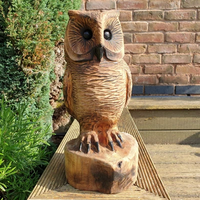£59.99 • Buy Chainsaw Carved Owl - Bespoke Wooden Garden Ornament Sculpture Unique Gift