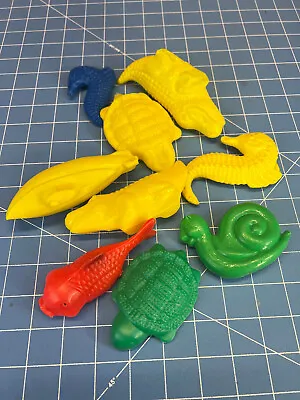 Vtg PLASTIC  60s Bath Toy Lot SEAHORSE Turtle ALLIGATOR Koi Fish SUBMARINE • $9.95