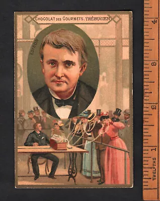 Thomas Edison Inventor Rare French Trade Card Circa 1900 Electricity Sound • $18.93