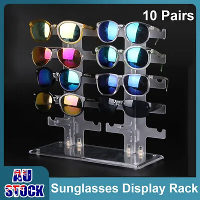 $18.89 • Buy Acrylic Eyewear Display Stand Sunglasses Rack Glasses Holder Two Row 10 Pair