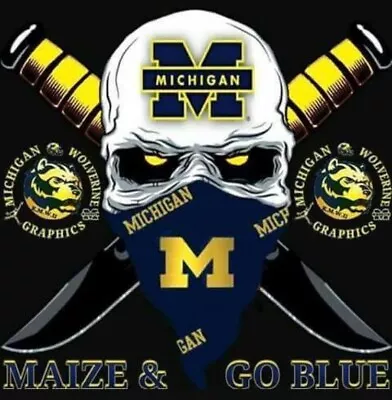 (2) Michigan Wolverines Waterproof Vinyl Stickers 4x4 Car Decal Sword & Skull • $4