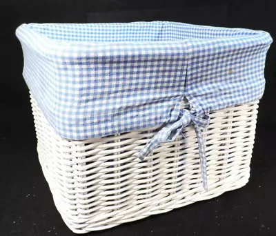 POTTERY BAR KIDS SABRINA BASKET / WHITE W/ Blue GINGHAM LINER 12 X 12 X 10 • $22