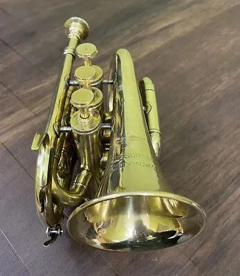 Instrument Pocket Trumpet Polished Brass Bugle With 3 Valve Vintage Flugel Horn • $93.99