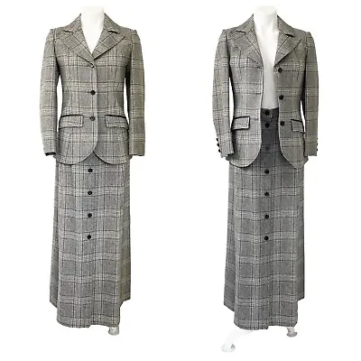 70’s Vintage Pendleton Suit Women’s Wool Blazer Maxi Skirt Glen Plaid Set • $178