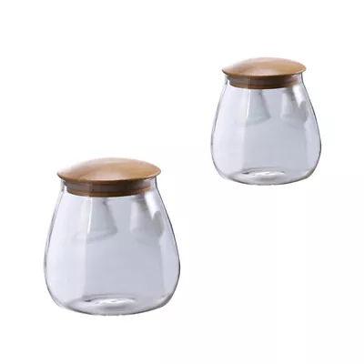  2 Pcs Glass Storage Jars Containers For Food Terrarium Tea Cookie Coffee Beans • £16.29
