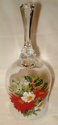 Vintage West Virginia Crystal Glass Christmas Poinsettia Flower Handled Bell • $2.40