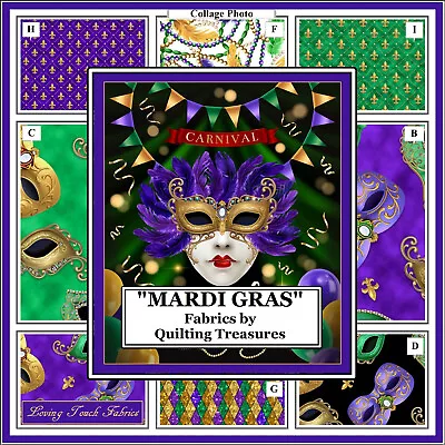 Quilting Treasures Mardi Gras Masks Beadsfeathers Fabrics • $7.99