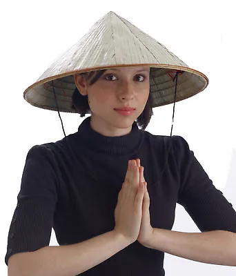 Bamboo Coolie Pointed Hat Chinese Costume Conical Rice Farmer Sun Japanese Asian • $26.34