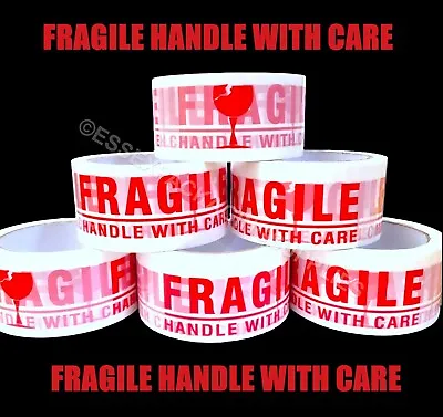 HANDLE WITH CARE  FRAGILE Tape Sellotape 48mm X 66m Shipping Tape • £5.89