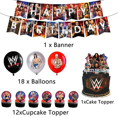 £12.24 • Buy 32pcs Wrestling Themed Party Supplies Set Include Banner, Cake Toppers, Balloons