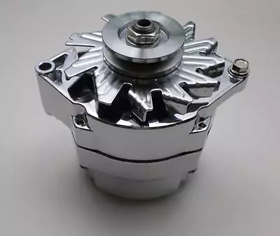$129.95 • Buy GM CHROME 120 AMP 10SI 1 Or 3 WIRE V Belt ALTERNATOR Chevy 327-350-396-427-454 