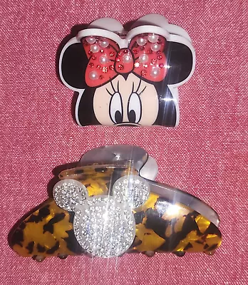 2 Disney Baublebar Hair Clips Minnie & Mickey Mouse Rhinestones • $6.99