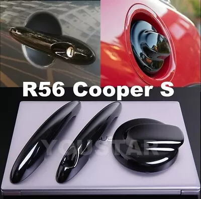 US STOCK GLOSS BLACK Petrol Gas Cap & Door Handle Covers For MINI R56 Cooper S • $78.84