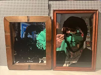 Pair Of Rare Vintage Elvis Presley Mirror Framed Wood 70s The King Carnival!!! • $37