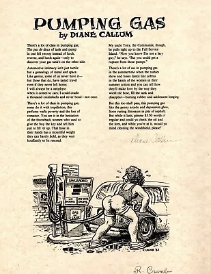 Pumping Gas By Diane Callum - Illustrated By R. Crumb - Signed 1985 Broadside • $299