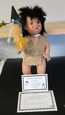 Vintage Val Shelton Indian Doll   Black Dog  With COA & Spear • $10