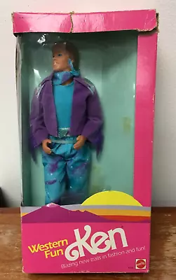 Vintage 1989 Barbie Western Fun Ken Doll Mattel #9934 NEW IN ORIGINAL BOX • $23