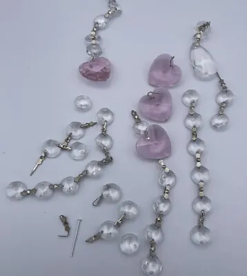 $13.85 • Buy Vintage Lot Original Crystal Chandelier Button & Prism  Heart Replacement Parts