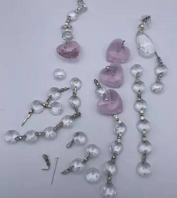 $13.85 • Buy Vintage Lot Original Crystal Chandelier Button & Prism  Heart Replacement Parts