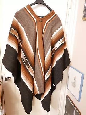 NOVICA Made In PERU 100% Alpaca Shawl Poncho Variegated Weave One Size • $39.99