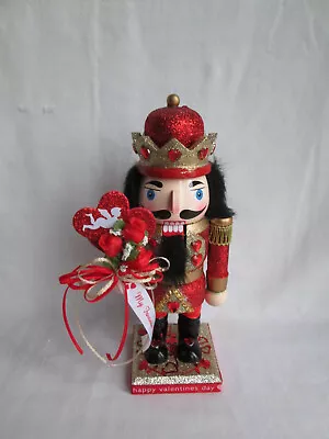 9  Handcrafted Red & Gold  Valentines Day Nutcracker W/ Heart And Roses  New • $32.99