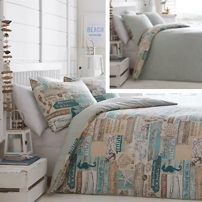 £17.99 • Buy Nautical Beach Duvet Cover Bedding Bed Set Modern Soft Reversible Sea Life