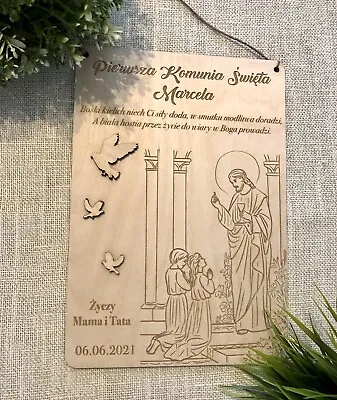 £18.99 • Buy Pierwsza Komunia Swieta, First Holy Communion ,Wooden Plaque , Gift
