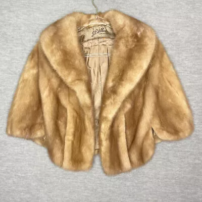 J.P. Allen Atlanta Vintage Genuine Fur Stole Women's Wrap Shrug Bolero Brown Tan • $43.69