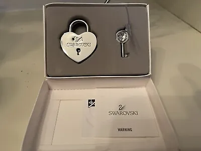 Swarovski Heart Lock And Key Crystals Silver Tone Stainless Steel #5247179 NIB • £19.30