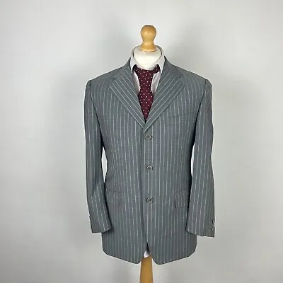 Canali Blazer Jacket Men's 38R 48 Grey Pinstripe Wool Mohair Italian Sports Coat • £59.95