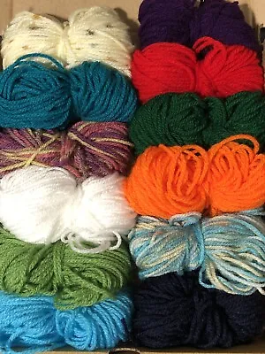 12 Mixed Yarn Wool Job Lot Knitting Crochet Squares Pompom Crafts Toys Bundle DK • £3