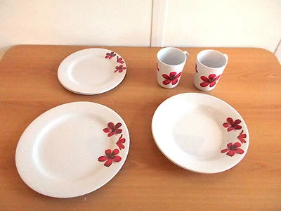 £24.99 • Buy 8 Piece Melamine Dinner Set Caravan Camping Flower Dining Picnic Crockery