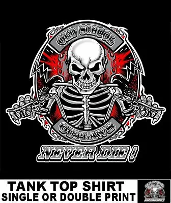 $25.99 • Buy Old School Muscle Hot Rod Outlaw Biker V Twin Motorcycle Rider Skull Tank Top 19