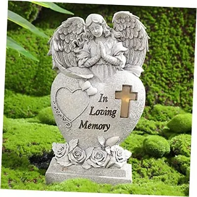  Garden Angel Statue Sympathy Gift With Cross Solar LED Light Human Memorial  • $41.08