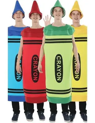 Mens Crayon Novelty Stag Night Group Carnival Costume Blue Green Red Yellow • £38.99