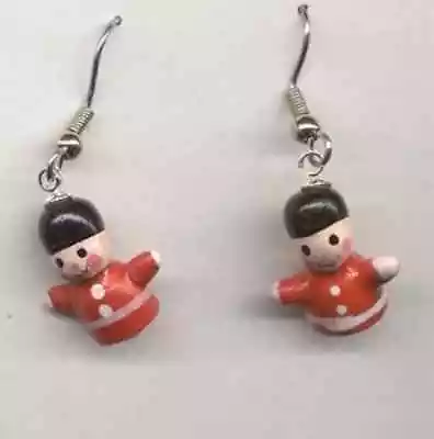 Funky Tiny Wood TOY SOLDIERS EARRINGS Nutcracker Novelty Holiday Costume Jewelry • $5.99