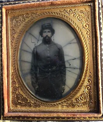 Civil War Era 1/6 Plate Daguerreotype Photo Of Armed Union Infantry Soldier • $120