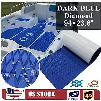 Dark Blue Diamond Boat Flooring EVA Foam Deck Mat Marine Kayak SUP Pad 23.6x94in • $39.89